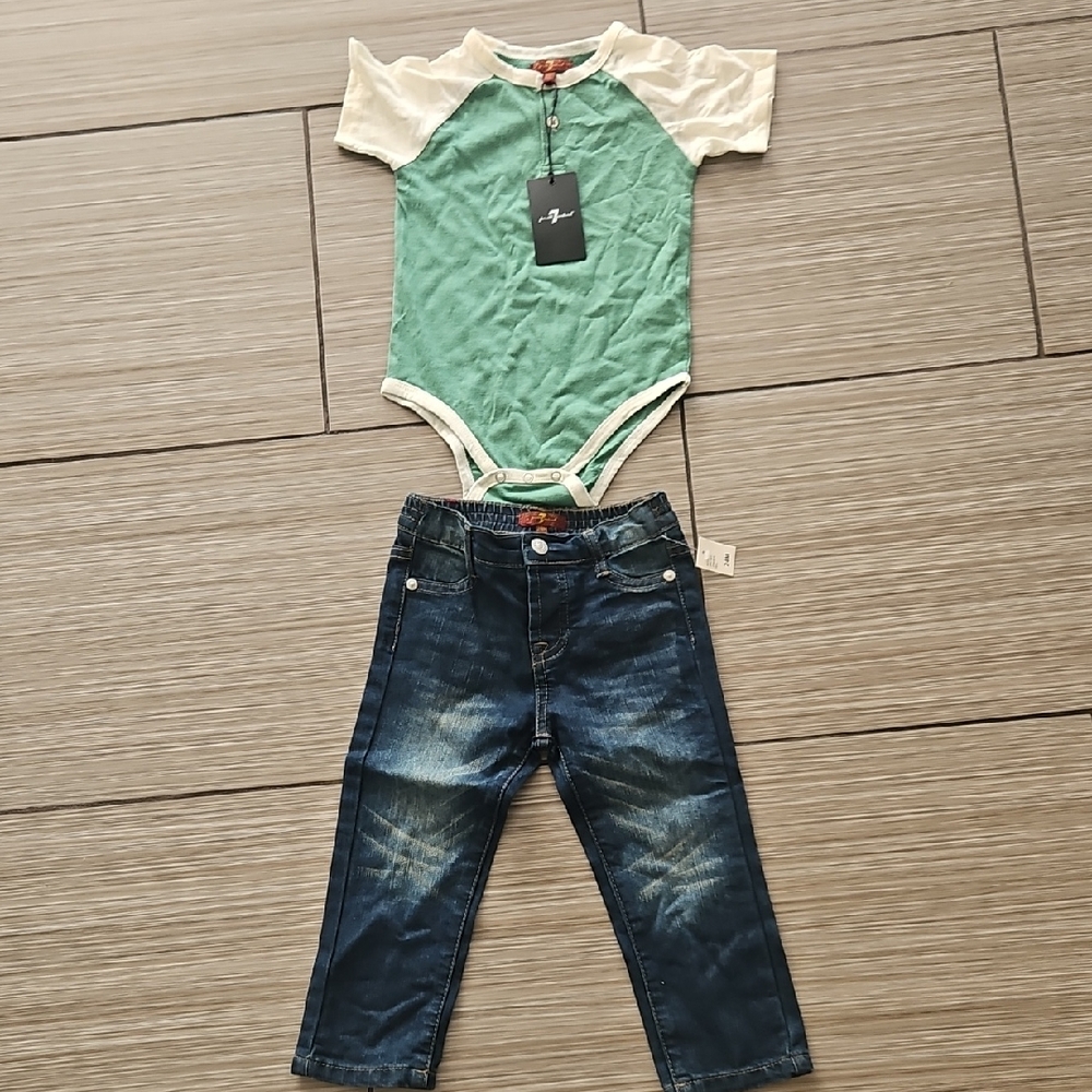 7 For All Mankind  Jeans And Shirt Set 24 Months